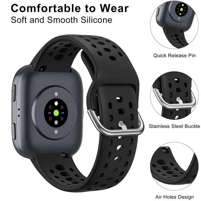 Alt view image 2 of 7 - Watch Bands for Amazfit Bip 6/Bip 5/Active Max/Bip Max 5 Pack 22mm Soft Silicone Adjustable Replacement Sports Strap for Amazfit Balance 2/Balance/Cheetah 2 Ultra Women Men