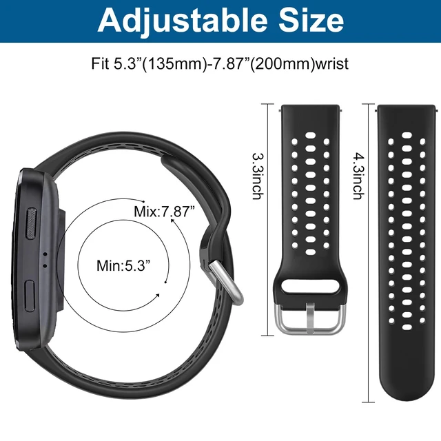 Alt view image 4 of 7 - Watch Bands for Amazfit Bip 6/Bip 5/Active Max/Bip Max 5 Pack 22mm Soft Silicone Adjustable Replacement Sports Strap for Amazfit Balance 2/Balance/Cheetah 2 Ultra Women Men