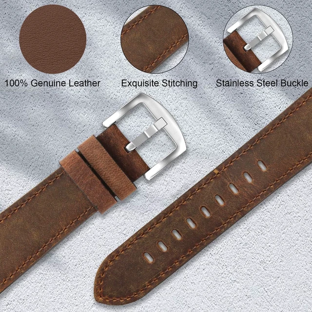 Alt view image 4 of 7 - Genuine Leather Bands Compatible for Fitbit Charge 6/ Charge 5 Bands, Classic Replacement Wristbands Straps for Women Men