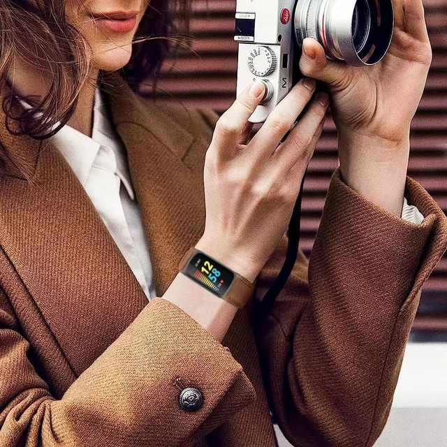 Alt view image 5 of 7 - Genuine Leather Bands Compatible for Fitbit Charge 6/ Charge 5 Bands, Classic Replacement Wristbands Straps for Women Men