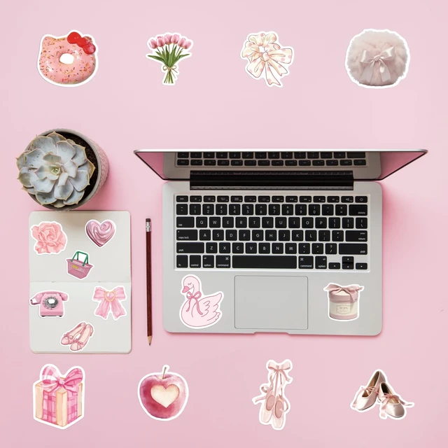 Alt view image 3 of 5 - 400 PCS Coquette Aesthetic Stickers,Cute Pink Bow Stickers for Laptops,Water Bottles,Journals,Girly Sticker for Women,Girl,Adults,Kids