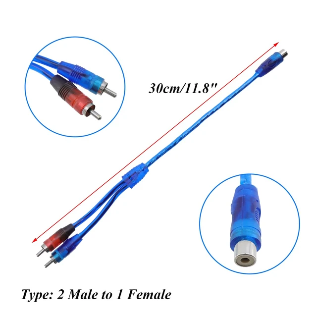 Alt view image 3 of 7 - 1 Female to 2 Male RCA Y Splitter Cable Car Audio Adapter Wire Pack of 10 11.8" Anti-Interference Converter Cord,Color-Coded Red & Blue RCA Connectors