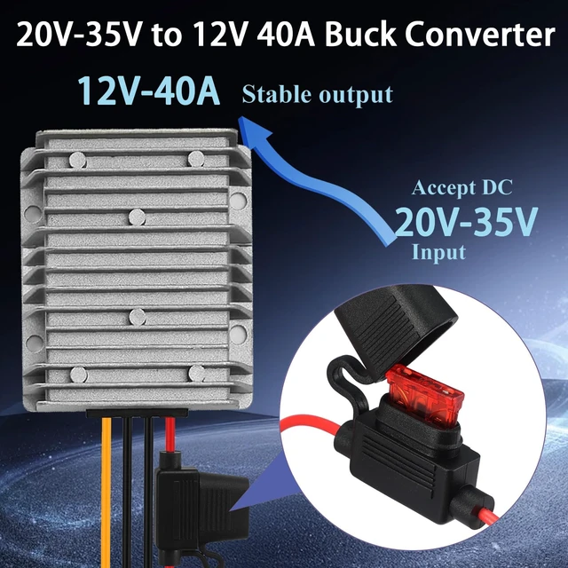 Alt view image 2 of 7 - DC 40A 480W 24V to 12V Step Down Converter 12v Buck Converter DC Transformer with Fuse Reducer Power Supply for Vehicle etc