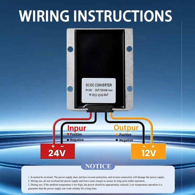 Alt view image 6 of 7 - DC 40A 480W 24V to 12V Step Down Converter 12v Buck Converter DC Transformer with Fuse Reducer Power Supply for Vehicle etc