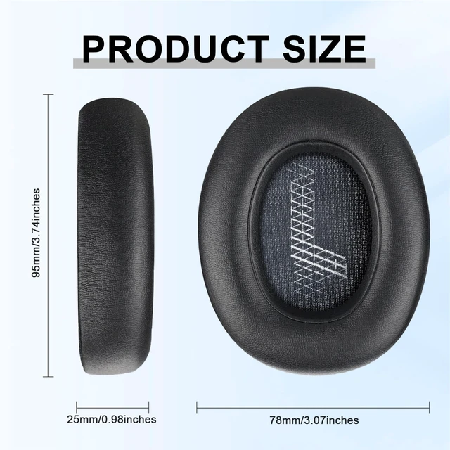 Alt view image 2 of 7 - Replacement Ear Pads for JBL E65 (E65BT E65BTNC)/Live 650 (650NC 650BTNC)/Live 660 (660NC 660BTNC)/Duet NC Over-Ear Headphones, Headset Ear Cushions, Headset Earpads, Ear Cups Cover-Black