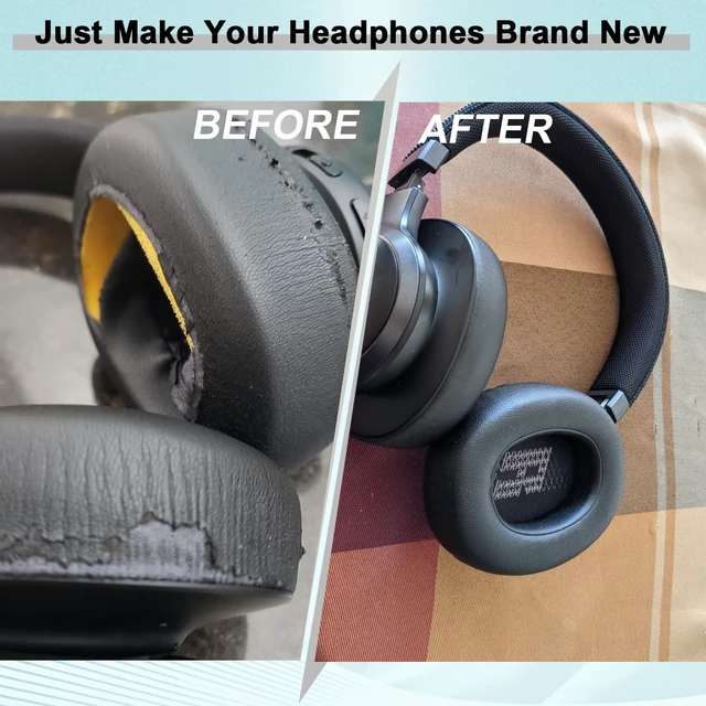 Alt view image 6 of 7 - Replacement Ear Pads for JBL E65 (E65BT E65BTNC)/Live 650 (650NC 650BTNC)/Live 660 (660NC 660BTNC)/Duet NC Over-Ear Headphones, Headset Ear Cushions, Headset Earpads, Ear Cups Cover (Blue(W))