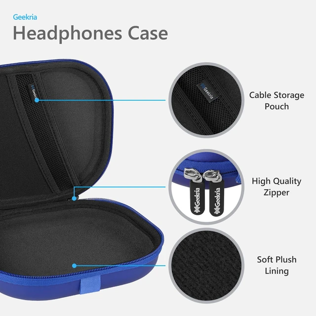 Alt view image 2 of 7 - Shield Headphones Case Compatible with JBL Tune 510BT, Tune 660NC, Tune 560BT, Tune 500BT, Jr 310BT, Replacement Hard Shell Travel Carrying Bag with Cable Storage (Blue)