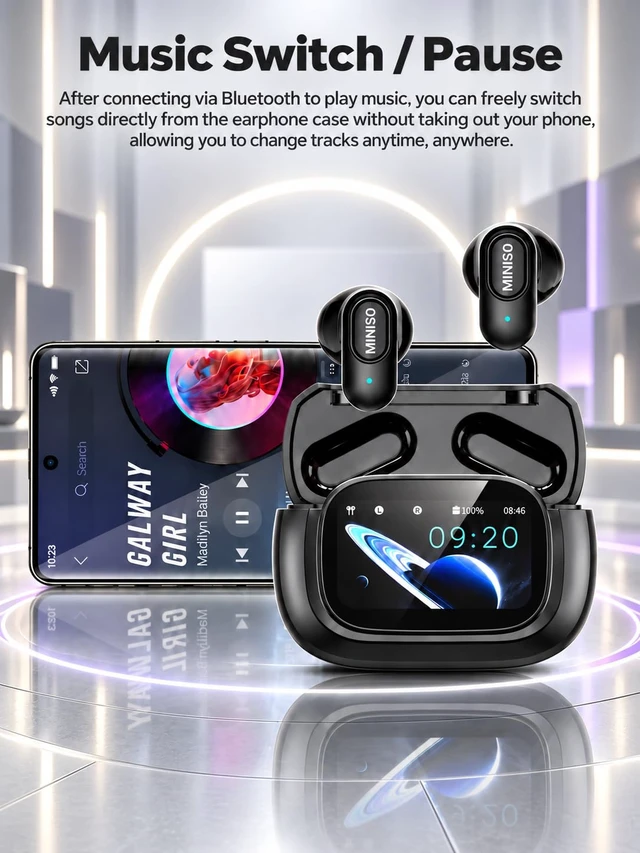 Alt view image 5 of 7 - MS126 Smart Touchscreen Wireless Earbuds, Bluetooth 6.0 Headphones, ENC Noise Canceling, Spatial Audio, 30H Playtime, in-Ear Earphones for Travel/Sports/Study/Business/Daily Life