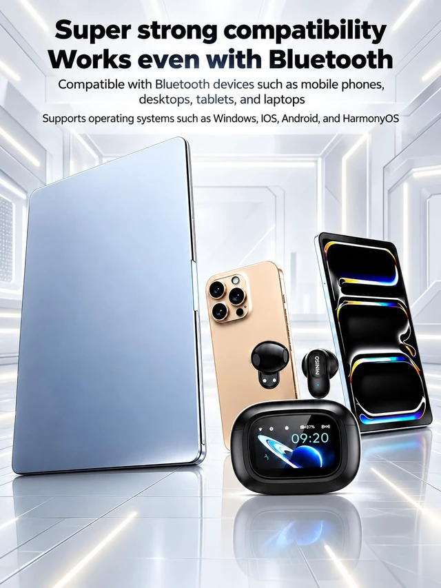 Alt view image 7 of 7 - MS126 Smart Touchscreen Wireless Earbuds, Bluetooth 6.0 Headphones, ENC Noise Canceling, Spatial Audio, 30H Playtime, in-Ear Earphones for Travel/Sports/Study/Business/Daily Life