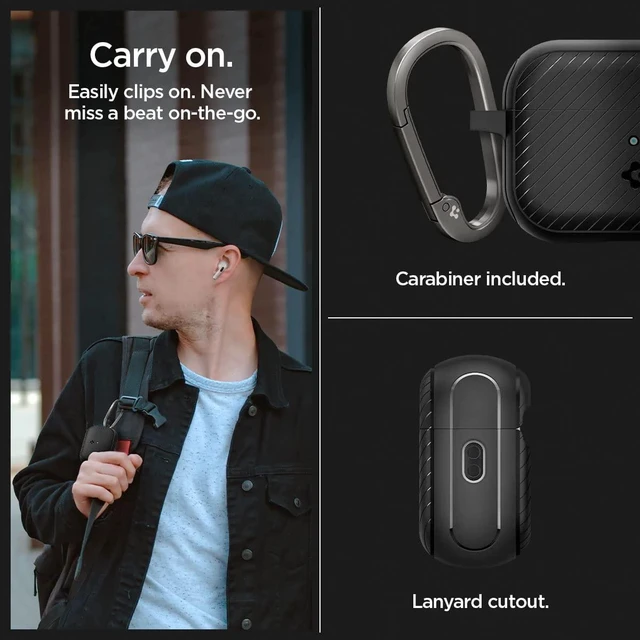 Alt view image 4 of 7 - Mag Armor MagFit Designed for AirPods Pro 2 Case (2022/2023) MagSafe Charging Compatible, Magnets Embedded, Dual Layer Protection - Matte Black