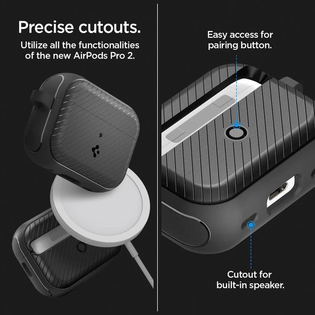 Alt view image 7 of 7 - Mag Armor MagFit Designed for AirPods Pro 2 Case (2022/2023) MagSafe Charging Compatible, Magnets Embedded, Dual Layer Protection - Matte Black