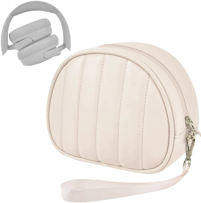 Main image of Soft-Touch Headphone Case for Sony, for JBL and for BERIBES-White Silky Microfiber and Thick Padded Divider Cushion Foldable Headsets; Cable Pocket Keeps Chargers Organized,Case Only