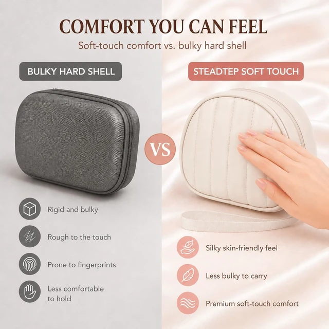 Alt view image 4 of 7 - Soft-Touch Headphone Case for Sony, for JBL and for BERIBES-White Silky Microfiber and Thick Padded Divider Cushion Foldable Headsets; Cable Pocket Keeps Chargers Organized,Case Only