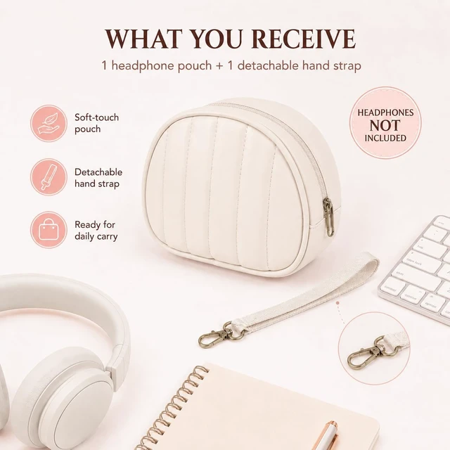 Alt view image 6 of 7 - Soft-Touch Headphone Case for Sony, for JBL and for BERIBES-White Silky Microfiber and Thick Padded Divider Cushion Foldable Headsets; Cable Pocket Keeps Chargers Organized,Case Only