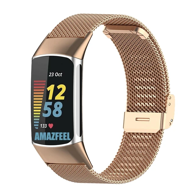 Alt view image 2 of 6 - Stainless Steel Mesh Band for Fitbit Charge 6 / Charge 5, Quick Release Metal Adjustable Women and Men Wristband Strap Compatible with Fitbit Charge 5