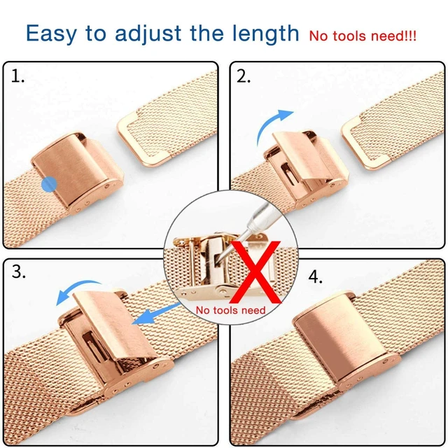 Alt view image 6 of 6 - Stainless Steel Mesh Band for Fitbit Charge 6 / Charge 5, Quick Release Metal Adjustable Women and Men Wristband Strap Compatible with Fitbit Charge 5