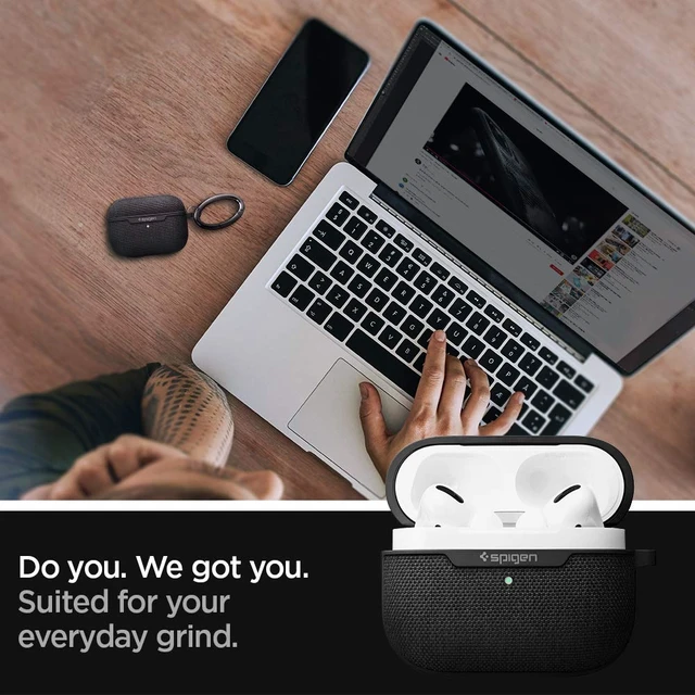Alt view image 2 of 7 - Urban Fit Designed for AirPods Pro Case (2019) Premium Nylon Fabric, Carabiner Included, Wireless Charging Compatible, Black
