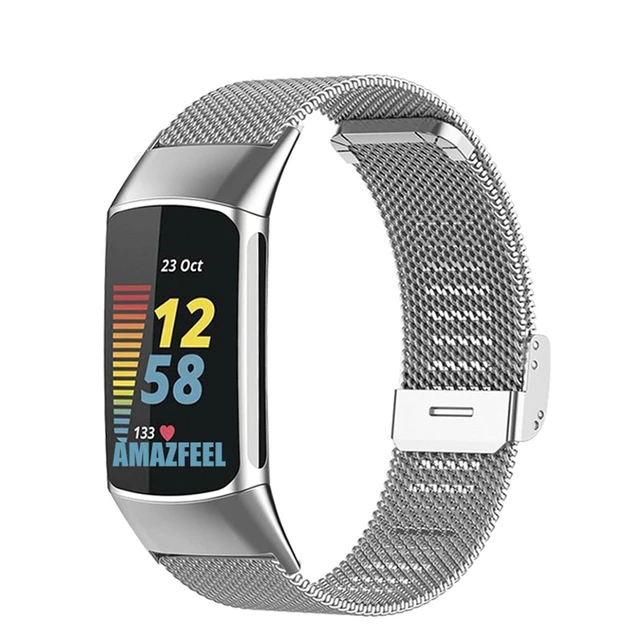 Alt view image 2 of 7 - Stainless Steel Mesh Band for Fitbit Charge 6 / Charge 5, Quick Release Metal Adjustable Women and Men Wristband Strap Compatible with Fitbit Charge 5