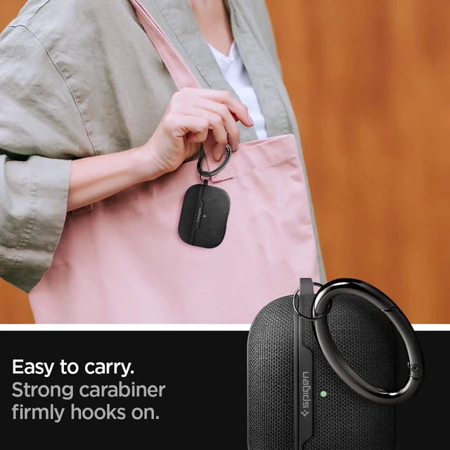 Alt view image 3 of 7 - Urban Fit Designed for AirPods Pro Case (2019) Premium Nylon Fabric, Carabiner Included, Wireless Charging Compatible, Black