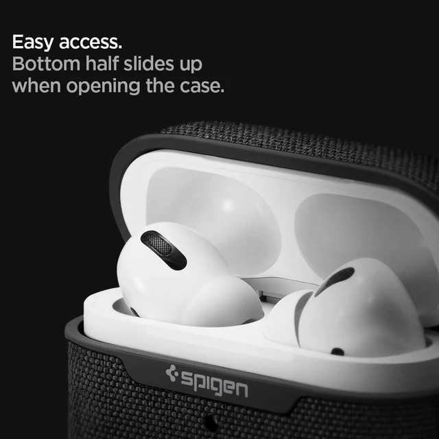 Alt view image 4 of 7 - Urban Fit Designed for AirPods Pro Case (2019) Premium Nylon Fabric, Carabiner Included, Wireless Charging Compatible, Black