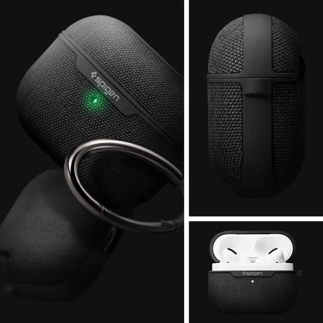 Alt view image 6 of 7 - Urban Fit Designed for AirPods Pro Case (2019) Premium Nylon Fabric, Carabiner Included, Wireless Charging Compatible, Black