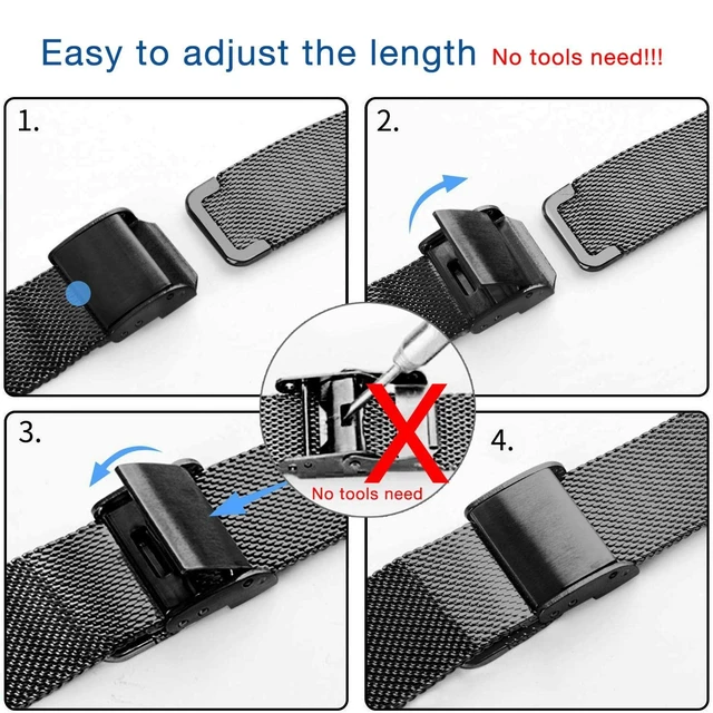 Alt view image 5 of 6 - Stainless Steel Mesh Band for Fitbit Charge 6 / Charge 5, Quick Release Metal Adjustable Women and Men Wristband Strap Compatible with Fitbit Charge 5