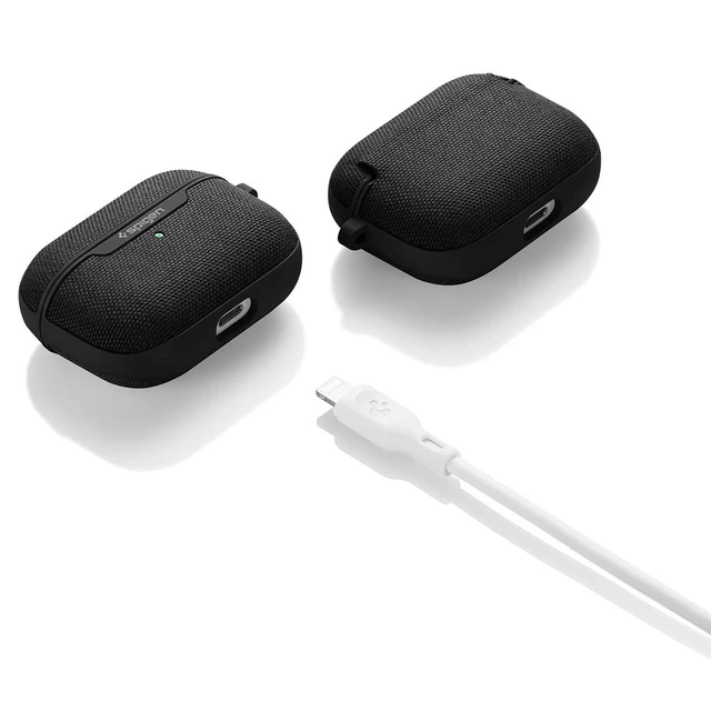 Alt view image 7 of 7 - Urban Fit Designed for AirPods Pro Case (2019) Premium Nylon Fabric, Carabiner Included, Wireless Charging Compatible, Black