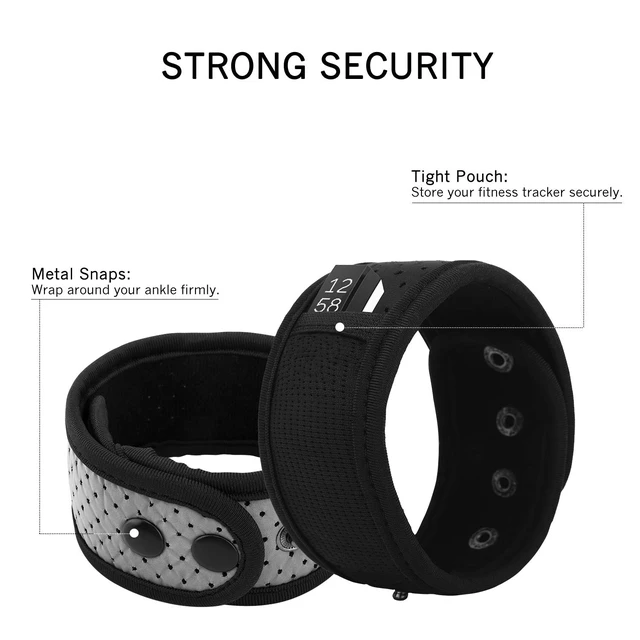Alt view image 3 of 7 - 2-Pack Ankle Strap Compatible with Fitbit & Garmin Activity Trackers Sweatproof Adjustable Neoprene Fitness Tracker Ankle Band with Mesh Pouch, Camouflage Blue + Camouflage Pink