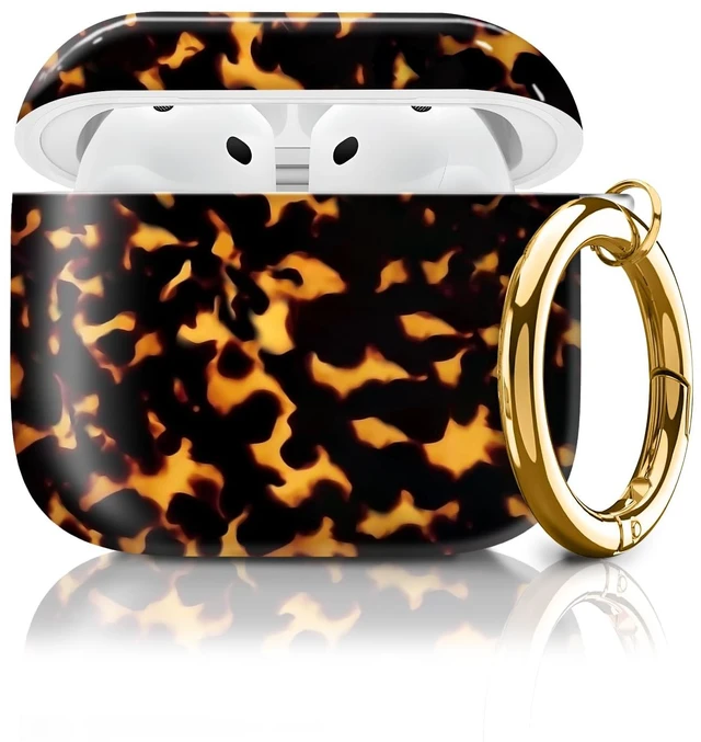 Main image of Compatible with AirPods 4th Generation Case 2024, Shockproof Cover with Golden Buckle for Women & Girls, Protective Anti-Drop Design(Cute Luxury Leopard)