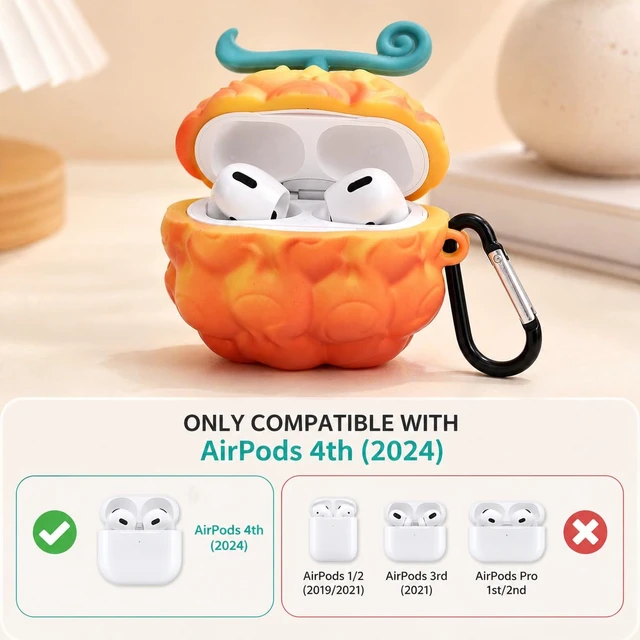 Alt view image 2 of 6 - for Airpods 4 Headphones Case, Interesting 3D Silicone Protective Soft Cover Anime Fruit Style Headphone Shell for Airpod 4 Gift for Boys and Girls