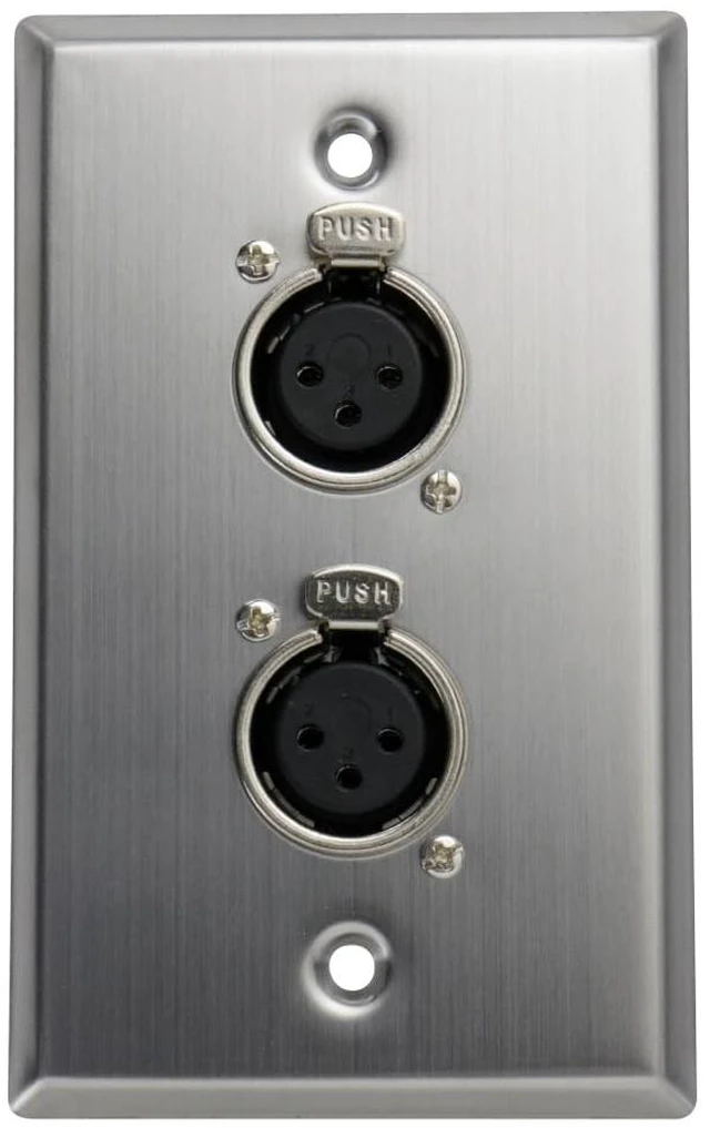 Main image of Saga XLR-F2 Single-Gang Wall Plate w/ (2) Female XLR Connectors