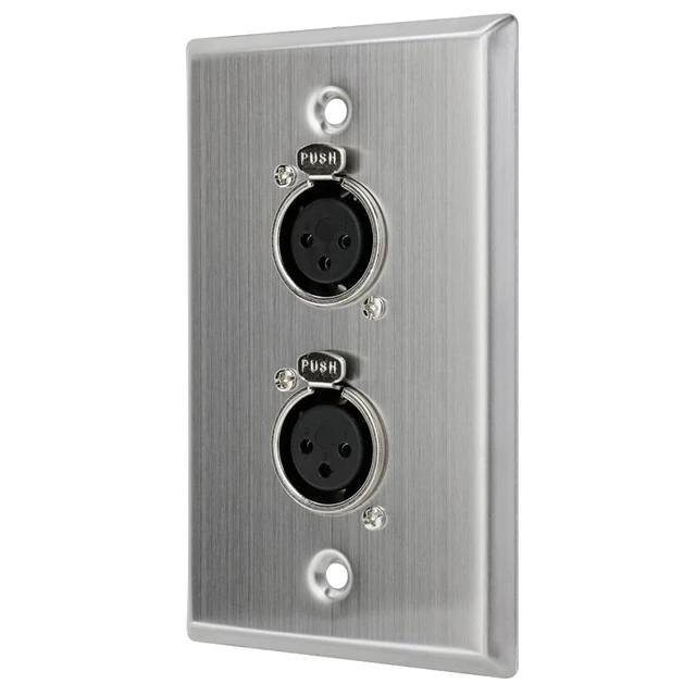 Alt view image 3 of 7 - Saga XLR-F2 Single-Gang Wall Plate w/ (2) Female XLR Connectors