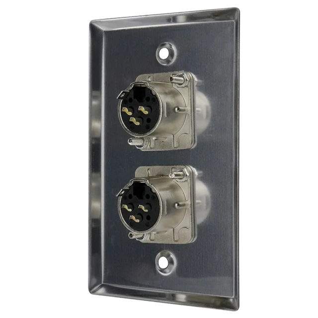 Alt view image 4 of 7 - Saga XLR-F2 Single-Gang Wall Plate w/ (2) Female XLR Connectors