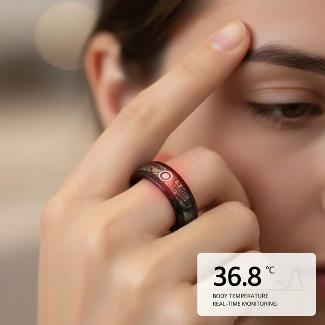 Alt view image 7 of 7 - Smart Ring for Women Men, Sleep Activity Tracker Waterproof 8# Titanium Steel with Abalone Shell, Heart Rate Monitor, IP68 Waterproof, No Subscription, Wireless Charging, iOS & Android
