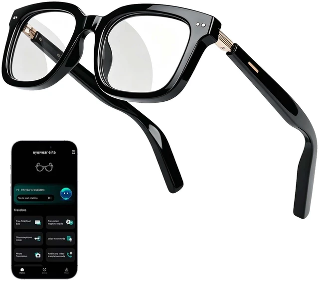 Main image of AI Smart Glasses for Women Men with ChatGPT, Real-Time Translation AI Assistant, Bluetooth, Music & Hands-Free Calls, Photochromic Lenses, UV & Blue Light Protection