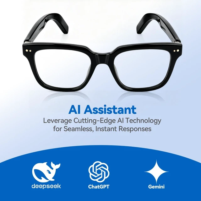 Alt view image 2 of 7 - AI Smart Glasses for Women Men with ChatGPT, Real-Time Translation AI Assistant, Bluetooth, Music & Hands-Free Calls, Photochromic Lenses, UV & Blue Light Protection