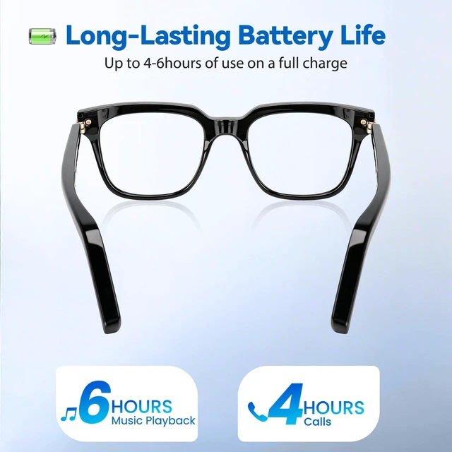 Alt view image 7 of 7 - AI Smart Glasses for Women Men with ChatGPT, Real-Time Translation AI Assistant, Bluetooth, Music & Hands-Free Calls, Photochromic Lenses, UV & Blue Light Protection