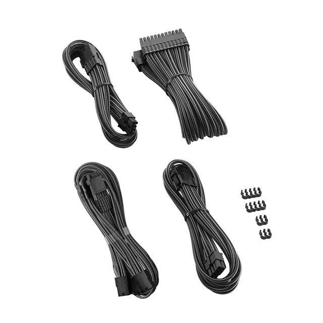 Alt view image 2 of 4 - Pro ModMesh Sleeved 12VHPWR StealthSense Cable Extension Kit (Carbon, 16-pin to Triple 8-pin)