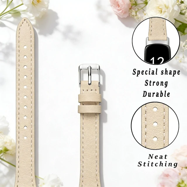 Alt view image 3 of 5 - Slim Leather Band Compatible with Fitbit Inspire 3 Women Leather Strap,Thin,Wristband,for Fitbit Inspire 3 Bands