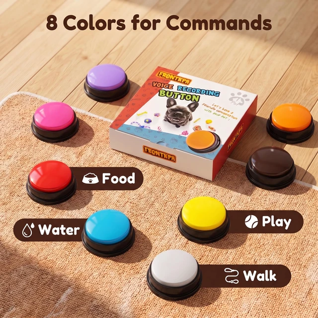 Alt view image 4 of 7 - 8 Color Voice Recording Button, Dog Buttons for Communication Pet Training Buzzer, 30 Second Record & Playback, Funny Gift for Study Office Home wtih Whire and Coffee