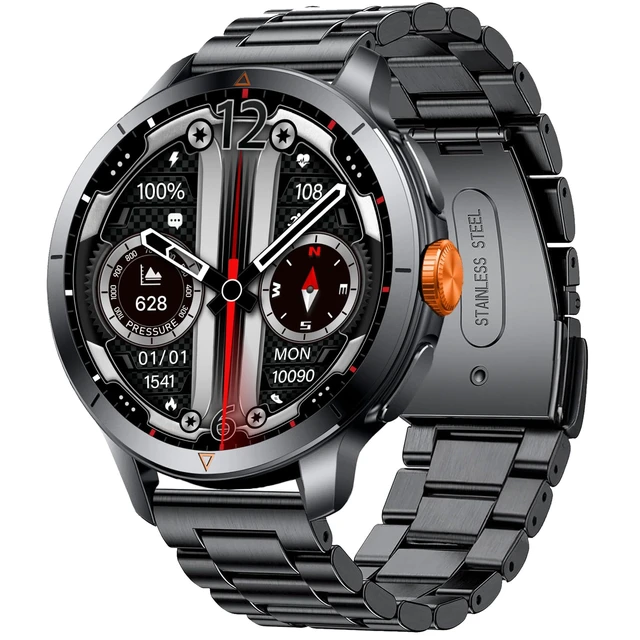 Alt view image 2 of 7 - Rugged Smartwatch 1.6 in AMOLED GPS 5ATM Waterproof SOS Compass 1.6 inch always-on AMOLED, built-in GPS, 5ATM waterproof, SOS button, hiking ready