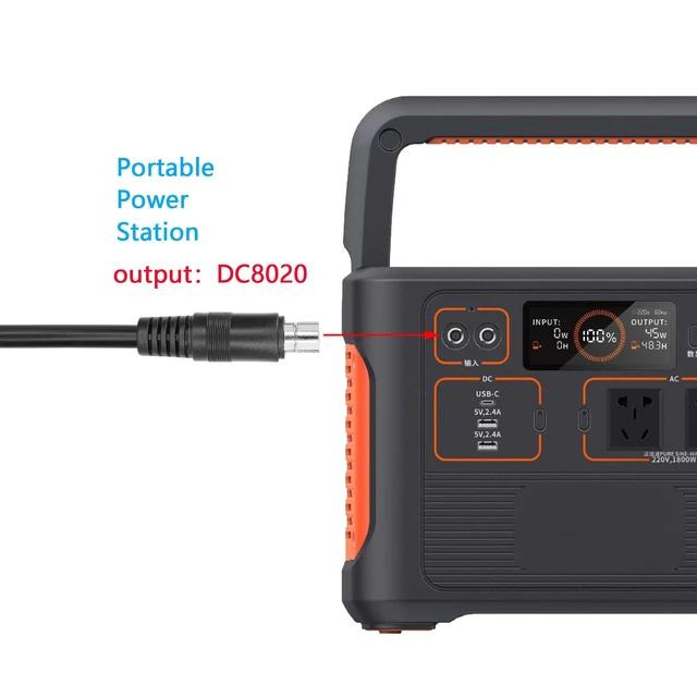 Alt view image 3 of 7 - 2 PCS DC8020 Connector Pigtail Cable, DC 8.0MM x 2.0MM Male Plug to Bare Wire Open End Power Cable, 1m, for Portable Power Station