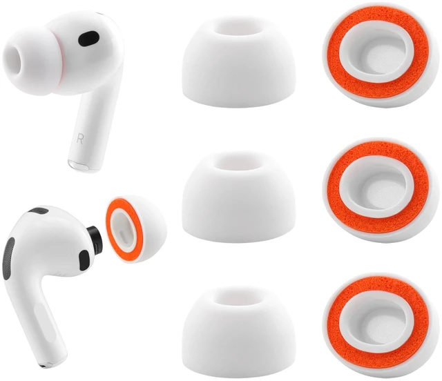 Main image of Replacement Foam Ear Tips for AirPods Pro 3 Silicone Shield (S) Ultimate Comfort, 3 Pairs (White, Small)