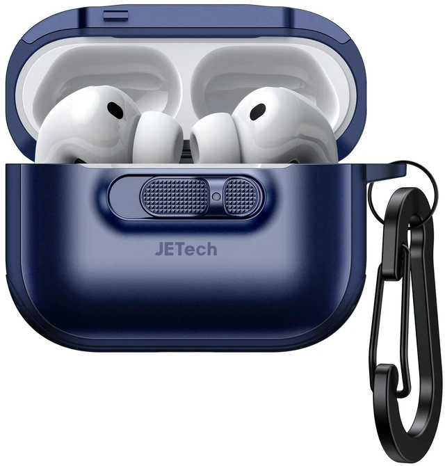Main image of Slide-Lock Magnetic Case for AirPods Pro 3, Blue Cover Compatible with MagSafe, Keychain Included, Powerful Drop Protection, Front LED Visible