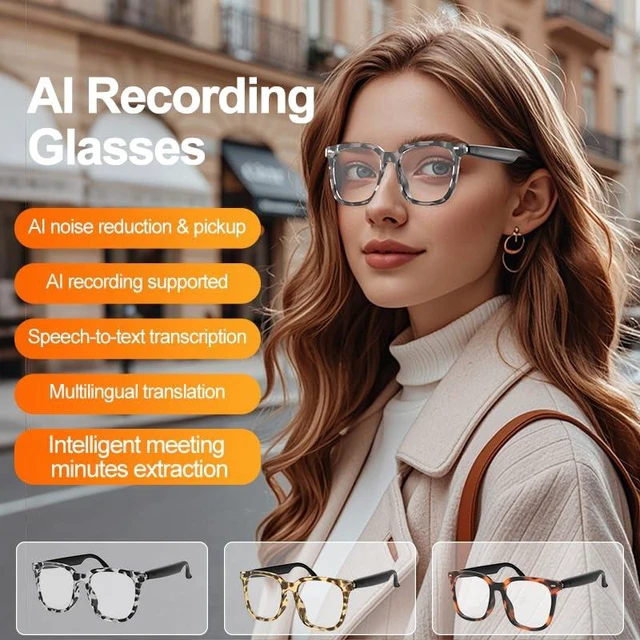 Alt view image 2 of 7 - Smart Bluetooth Glasses with Built-in Microphone and Speaker Smart Wireless Headphone Glasses with Real-Time Translation,Voice Control,ChatGPT,Music & Hands-Free Calls for Men and Women