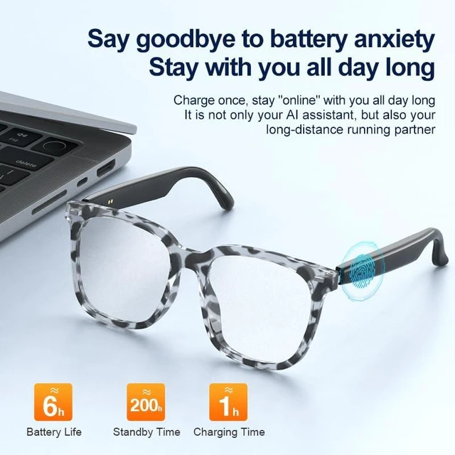 Alt view image 7 of 7 - Smart Bluetooth Glasses with Built-in Microphone and Speaker Smart Wireless Headphone Glasses with Real-Time Translation,Voice Control,ChatGPT,Music & Hands-Free Calls for Men and Women