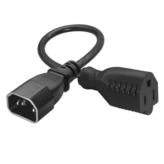 Alt view image 3 of 7 - IEC 320 C14 to NEMA 5-15R Power Cord, 5-Pack, 1FT 18AWG, 10-15A 125/250V, UL Listed, For Server, PDU, UPS, Desktop, Monitor