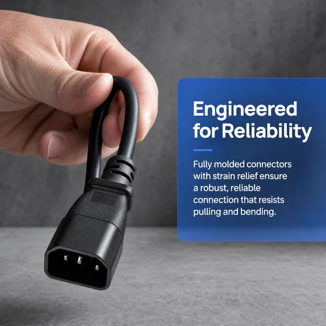 Alt view image 6 of 7 - IEC 320 C14 to NEMA 5-15R Power Cord, 5-Pack, 1FT 18AWG, 10-15A 125/250V, UL Listed, For Server, PDU, UPS, Desktop, Monitor