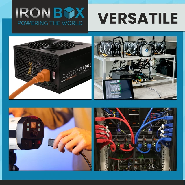 Alt view image 7 of 7 - IronBox Electric - Heavy-Duty 5-15P to C15 Power Supply Cable - 15A 125V, 14/3 SJT Cord - Male End 5-15 Plug/Female End C15 Connector - UL Listed PC Power Cord - (Black,15 Foot)
