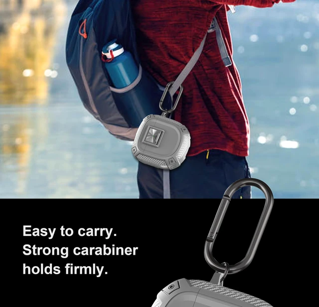 Alt view image 6 of 7 - Case for Bose QuietComfort Ultra Earbuds (2023) / Bose QuietComfort Earbuds II (2022), Shockproof Protective Cover for Bose QC Ultra Earbuds Case with Secure Lock and Carabiner (Gray)